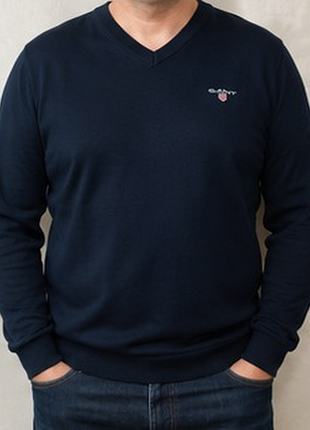 Чоловічий джемпер gant темно-синій v-neck xl