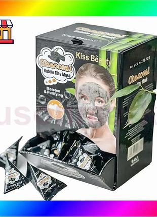 Bs кислородная угольная маска best mix charcoal bubble clay mask 50 штук 4 мл для очищения пор и борьб bas77/n