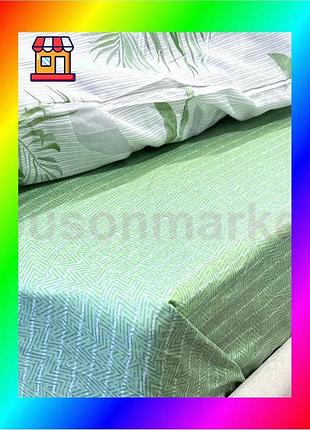 Bs простыня без резинки best mix ecotton евро 220х240 см сатиновая зеленая для кровати постельное бель bas77/n
