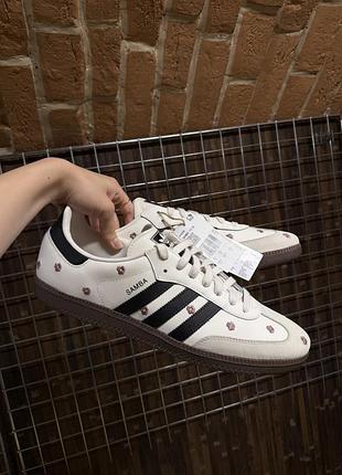Чоловічі білі кросівки adidas samba og white floral embroidery if4398 самби класичні оригінал адідас
