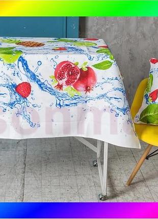 Bs скатерть ecotton 150х180 best mix см белая хлопчатобумажная из рогожки для стола с фруктами и ягода bas77/n