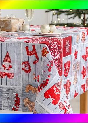 Bs скатертина ecotton 150х220 best mix см новорічна серийна рогожка для столу зимова казка святкова де bas77/n