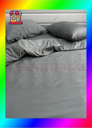 Bs комплект постільної білизни best mix ecotton двоспальний 180х215 см сірий полісатин для ліжка текст bas77/n