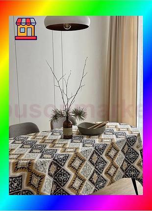 Bs скатерть столовая ecotton best mix duck 170х220 см водоотталкивающая сине-желтая для кафе и рестора bas77/n