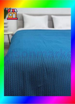 Bs покрывало ecotton pique best mix 200х230 см голубое натуральное в крафтовой коробке для спальни. bas77/n
