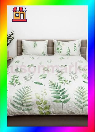 Bs комплект постільної білизни best mix ecotton полуторний 150х215 см з сатину для спальні м'яка біла bas77/n