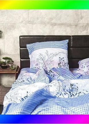 Bs комплект постельного белья best mix ecotton евро 210х220 см голубой сатиновый набор для двуспальной bas77/n