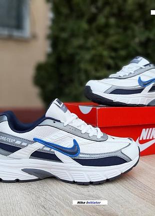 Кроссовки nike initiator gore-tex белые с черным и синим разграждением sale