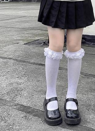 Гольфи білі з мереживом та бантиком coquette lolita