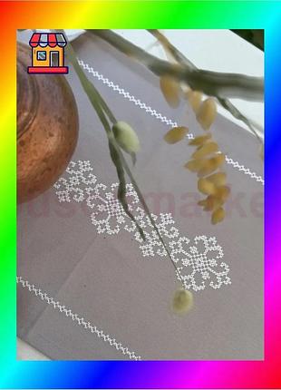 Bs ранер доріжка ecotton best mix 45x170 см сіра з білою вишивкою водовідштовхувальна для обіднього ст bas77/n