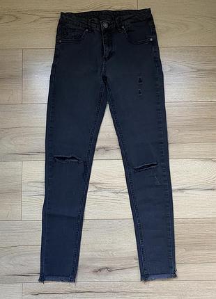 Женские облегающие джинсы-скинни (skinny jeans)  графитового цвета