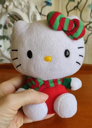 Новорічна hello kitty sanrio / м'яка іграшка хелло кетті в шарфику та бантику
