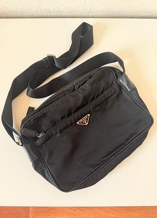 Сумка prada shoulder camera bag nylon tessuto black