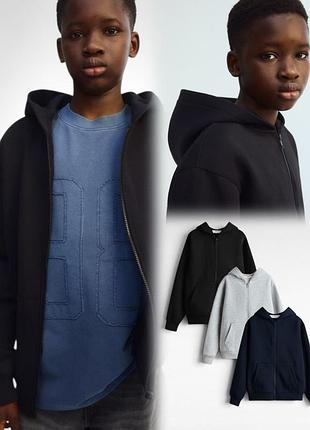 Теплая олимпийка h&amp;m для мальчика 146 152 158 164 170 серая черная зепка кофта на замке
