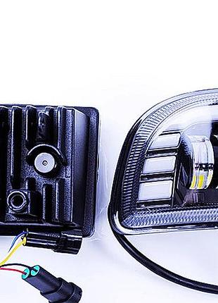 Додаткові led фари chevrolet lacetti 45w+drl біла металевий корпус+крипленя лідер