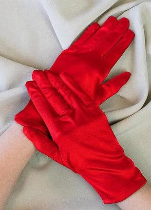 Перчатки красные стрейч эластан 20см
