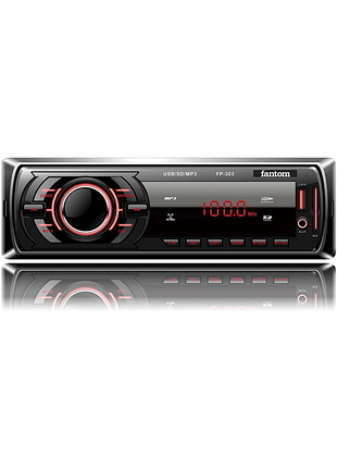 Автомагнітола fantom fp-303 black red usb sd/4x40w