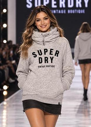 Жіночий світшот superdry сірий з написом, ідеальний стан розмір м
