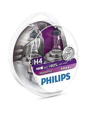 Лампа 12v h4 60/55w + 60% vision plus philips box-2шт 12342vps2