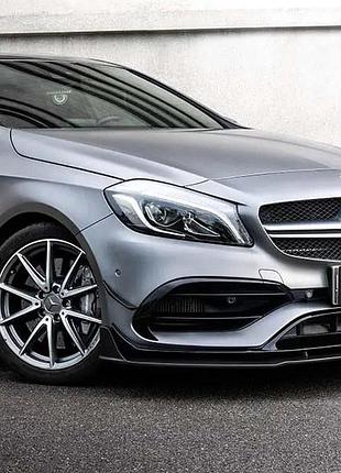 Передний сплиттер (для amg-line / a45 amg hb 2016-2018, черный) для mercedes a-сlass w176