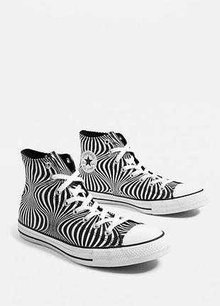 Converse chuck tailor all star black and white moonshot high top trainers