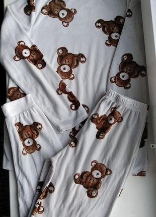 Primark пижама велюр 9-10 лет 134-140 см мишка