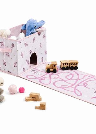 Складной ящик для хранения игрушек livarno home с игровым ковриком, розовый, 2 в 1