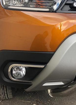 Накладки на противотуманки (2 шт., нерж) omsaline - італійська нержавійка для dacia duster 2018-2024 рр