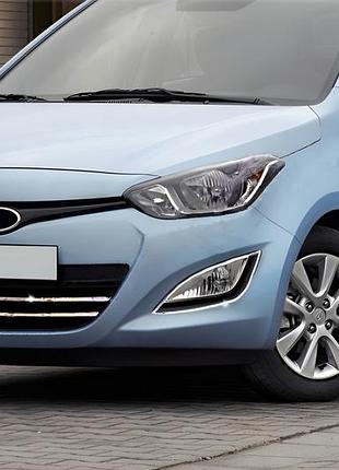 Смужки на решітку (2 шт, нерж.) для hyundai i-20 2012-2014 рр