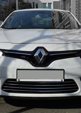 Накладки на решітку бампера (2013-2026, нерж) carmos - турецька сталь для renault fluence рр