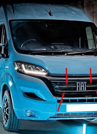 Накладки на решетку радиатора 2022-2026 (3 шт, нержавейка) для fiat ducato