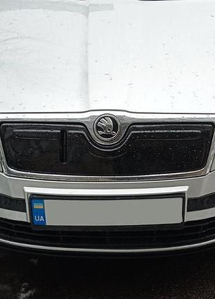 Зимняя накладка на решетку радиатора (верхняя) матовый для skoda octavia ii a5 2006-2010 гг