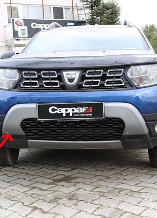Верхняя накладка на передний бампер (abs, серая) для renault duster 2018-2024 гг