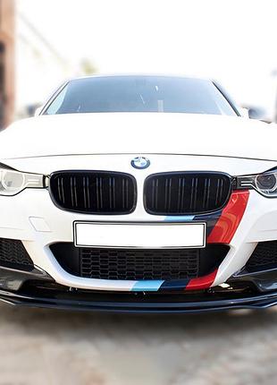 Накладка на передний бампер eurocap (черная, для m-performance) для bmw 3 серия f30/f31 2012-2019 гг