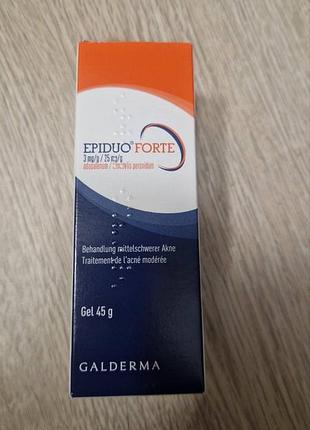 Гель от акне epiduo forte 45 г швейцария оригинал (эпидуо форте) 0.3% Адпадулен / 2.5% бензоил пероксид