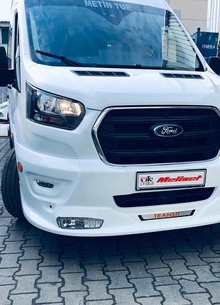 Накладка на передній бампер era (2019-2026, під фарбування) для ford transit 2014- рр