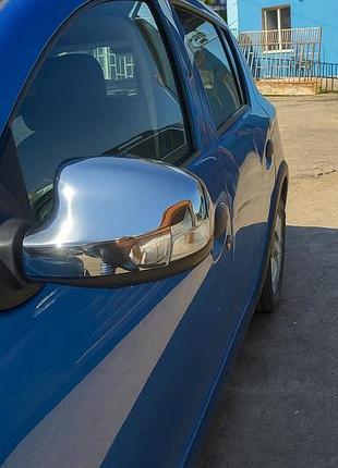 Накладки на зеркала (2 шт., нержавейка) для renault logan mcv 2013-2022 гг