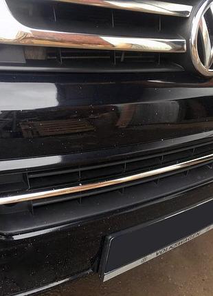 Накладка на решітку бампера (нерж) omsaline - італійська нержавійка для volkswagen t5 2010-2015 рр