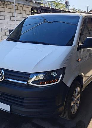 Передние фары с led дневными ходовыми огнями black (2015-2019, 2 шт.) для volkswagen t6
