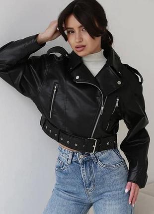 Трендова укорочена куртка-косуха в стилі zara (оверсайз силует),розмір (м)