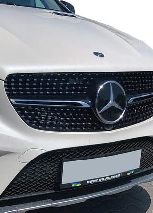 Тюнінг решітка радіатора (diamond black) з місцем під камеру для mercedes gle coupe c292 2015-2019 рр