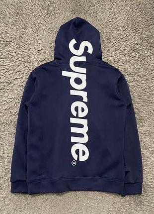 Худі в стилі supreme чоловіче синій з принтом на флісі