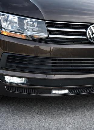 Накладка на передній бампер sport 2-led 2015-2018 (під фарбування) для volkswagen t6 рр