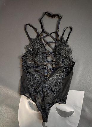 Черное боди сеточка с кружевом ann summers