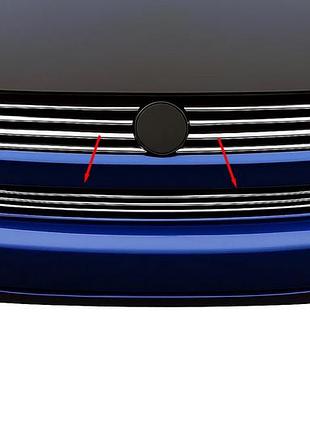 Накладки на решітку в бампер прямий капот (3 шт, нерж) для volkswagen t4 transporter 1990-2003 рр