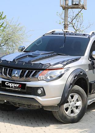 Комплект накладок на капот dragon (2015-2019, 3 шт) для mitsubishi l200