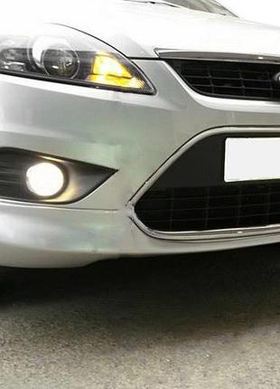 Накладка на передній бампер sedan (під фарбування) для ford focus ii 2008-2011 рр