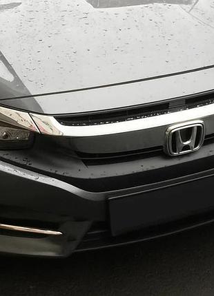 Накладки на противотуманки carmos (2 шт., нерж) для honda civic sedan x 2016-2021 рр