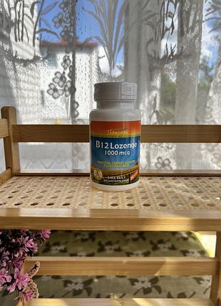 Вітамін b12, vitamin b12, thompson, смак вишні 1000 мкг, 30 льодяників,