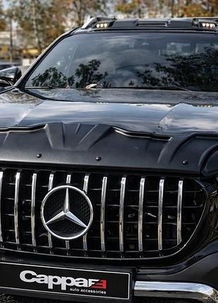 Комплект накладок на капот dragon (3 шт) для mercedes x class 2017-2020 гг